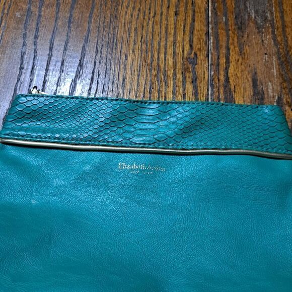 Elizabeth Arden New York Teal Zip Top Cosmetic Make Up Bag Clutch - Picture 2 of 6